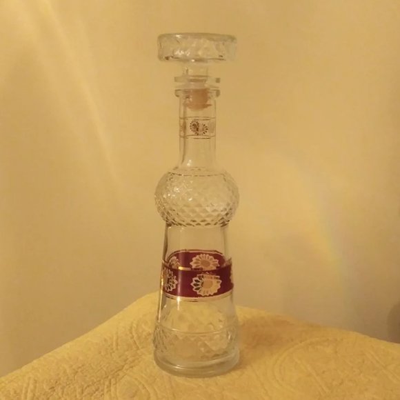Luminarc France Sherry Decanter Vintage/Burgundy Decanter Carafe With Gold - Picture 1 of 7